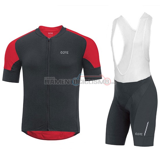 Abbigliamento Ciclismo Gore C7 Cc Manica Corta 2018 Nero e Rosso